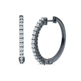 Round Cubic Zirconia Eternity Stone Huggie Hoop Earring 925 Sterling Silver