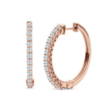 Round Cubic Zirconia Eternity Stone Huggie Hoop Earring 925 Sterling Silver