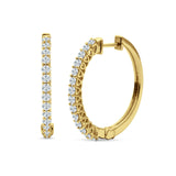 Round Cubic Zirconia Eternity Stone Huggie Hoop Earring 925 Sterling Silver
