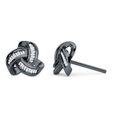 Trinity Love Knot  Baguette Stud Earring Cubic Zirconia 925 Sterling Silver