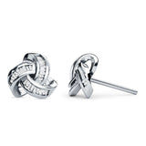 Trinity Love Knot  Baguette Stud Earring Cubic Zirconia 925 Sterling Silver