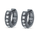 Round & Princess Cut Cubic Zirconia Huggie Hoop Earring 925 Sterling Silver