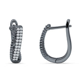 Twisted Rope 15.3mm Cubic Zirconia Huggie Hoop Earring 925 Sterling Silver
