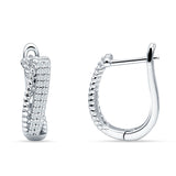 Twisted Rope 15.3mm Cubic Zirconia Huggie Hoop Earring 925 Sterling Silver