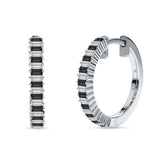 Baguette Cubic Zirconia Half Eternity Huggie Hoop Earring 925 Sterling Silver