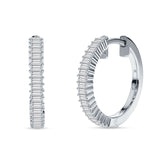Baguette Cubic Zirconia Half Eternity Huggie Hoop Earring 925 Sterling Silver