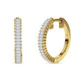 Baguette Cubic Zirconia Half Eternity Huggie Hoop Earring 925 Sterling Silver
