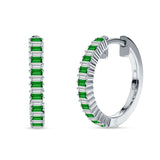Baguette Cubic Zirconia Half Eternity Huggie Hoop Earring 925 Sterling Silver