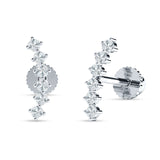 Six Stone Climber Stud Earring Cubic Zirconia 925 Sterling Silver