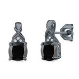 Cushion Cubic Zirconia Twisted Stud Earring 925 Sterling Silver