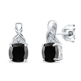 Cushion Cubic Zirconia Twisted Stud Earring 925 Sterling Silver