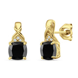Cushion Cubic Zirconia Twisted Stud Earring 925 Sterling Silver