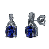 Cushion Cubic Zirconia Twisted Stud Earring 925 Sterling Silver