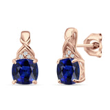 Cushion Cubic Zirconia Twisted Stud Earring 925 Sterling Silver
