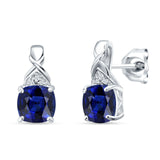 Cushion Cubic Zirconia Twisted Stud Earring 925 Sterling Silver