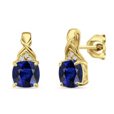 Cushion Cubic Zirconia Twisted Stud Earring 925 Sterling Silver