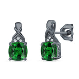 Cushion Cubic Zirconia Twisted Stud Earring 925 Sterling Silver