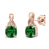 Cushion Cubic Zirconia Twisted Stud Earring 925 Sterling Silver