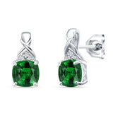 Cushion Cubic Zirconia Twisted Stud Earring 925 Sterling Silver