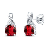 Cushion Cubic Zirconia Twisted Stud Earring 925 Sterling Silver