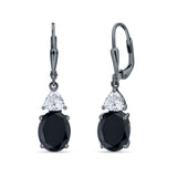 Oval Drop Dangle Triangular Cubic Zirconia Leverback Earring 925 Sterling Silver