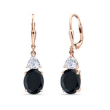 Oval Drop Dangle Triangular Cubic Zirconia Leverback Earring 925 Sterling Silver