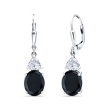 Oval Drop Dangle Triangular Cubic Zirconia Leverback Earring 925 Sterling Silver
