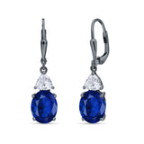 Oval Drop Dangle Triangular Cubic Zirconia Leverback Earring 925 Sterling Silver