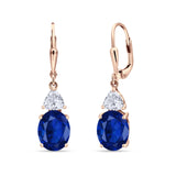Oval Drop Dangle Triangular Cubic Zirconia Leverback Earring 925 Sterling Silver
