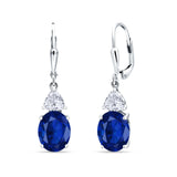 Oval Drop Dangle Triangular Cubic Zirconia Leverback Earring 925 Sterling Silver