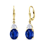 Oval Drop Dangle Triangular Cubic Zirconia Leverback Earring 925 Sterling Silver