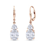 Oval Drop Dangle Triangular Cubic Zirconia Leverback Earring 925 Sterling Silver
