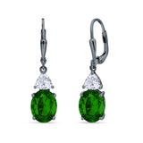 Oval Drop Dangle Triangular Cubic Zirconia Leverback Earring 925 Sterling Silver