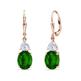 Oval Drop Dangle Triangular Cubic Zirconia Leverback Earring 925 Sterling Silver