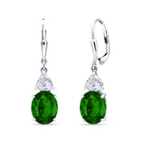 Oval Drop Dangle Triangular Cubic Zirconia Leverback Earring 925 Sterling Silver