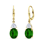 Oval Drop Dangle Triangular Cubic Zirconia Leverback Earring 925 Sterling Silver