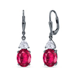 Oval Drop Dangle Triangular Cubic Zirconia Leverback Earring 925 Sterling Silver