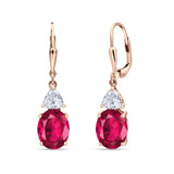 Oval Drop Dangle Triangular Cubic Zirconia Leverback Earring 925 Sterling Silver