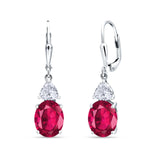 Oval Drop Dangle Triangular Cubic Zirconia Leverback Earring 925 Sterling Silver