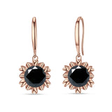Round Cubic Zirconia Flower Heart Designer Fishhook Earring 925 Sterling Silver