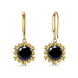 Round Cubic Zirconia Flower Heart Designer Fishhook Earring 925 Sterling Silver