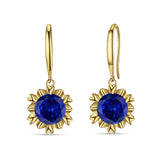 Round Cubic Zirconia Flower Heart Designer Fishhook Earring 925 Sterling Silver