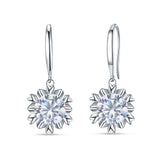 Round Cubic Zirconia Flower Heart Designer Fishhook Earring 925 Sterling Silver