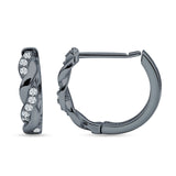 Twisted Infinity Round Cubic Zirconia Huggie Hoop Earring 925 Sterling Silver