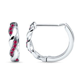Twisted Infinity Round Cubic Zirconia Huggie Hoop Earring 925 Sterling Silver