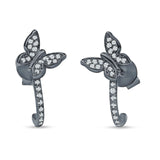 Butterfly Cluster Stud Earring Cubic Zirconia 925 Sterling Silver