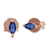 Marquise Solitaire Stud Earring Cubic Zirconia 925 Sterling Silver
