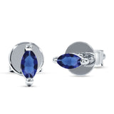 Marquise Solitaire Stud Earring Cubic Zirconia 925 Sterling Silver