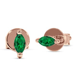 Marquise Solitaire Stud Earring Cubic Zirconia 925 Sterling Silver