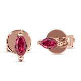 Marquise Solitaire Stud Earring Cubic Zirconia 925 Sterling Silver